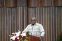 Menteri HAM Natalius Pigai menyampaikan komitmen pembangunan hak asasi manusia berbasis nilai Pancasila dalam Festival HAM 2026 di UKSW Salatiga. (Posnews/Ist)
