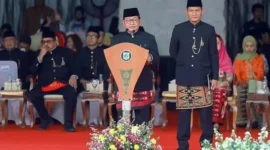 Pramono Anung memberikan keterangan terkait perayaan HUT ke-499 Jakarta di Balai Kota DKI Jakarta. (Posnews/Kominfo)
