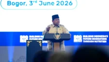 Presiden Prabowo Subianto memberikan arahan kepada peserta SPPI dan pengelola Program Makan Bergizi Gratis di SICC Bogor sambil menegaskan komitmen memberantas korupsi anggaran rakyat. (Posnews/Ist)