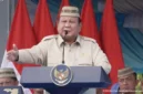 Presiden Prabowo Subianto memberikan sambutan dalam Puncak Pekan Nasional Petani dan Nelayan di Gorontalo. (Posnews/Setpres)