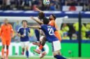 Tandukan dramatis Daichi Kamada pada menit-menit akhir menyelamatkan Jepang dari kekalahan saat menghadapi Belanda pada laga pembuka Piala Dunia. Dok: (AP Photo/Julio Cortez)