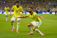 Pesta gol Selecao di Miami. Vinicius Junior mencetak dua gol untuk membawa Brasil mengunci posisi puncak klasemen Grup C Piala Dunia 2026. Dok: (AP Photo/Lynne Sladky)