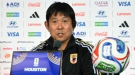 Menantang sejarah di Houston. Pelatih Jepang Hajime Moriyasu meyakini kekuatan kolektif anak asuhnya sanggup meruntuhkan dominasi Brasil demi mengamankan tiket perempat final pertama sepanjang sejarah. Dok: Istimewa.
