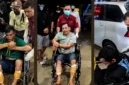 Petugas Bareskrim Polri mengawal tiga tersangka sindikat narkoba, termasuk bandar Bio, usai ditangkap di Samarinda terkait dugaan pembunuhan tiga anggota Satresnarkoba Polres Katingan. (Posnews/Bareskrim Polri)