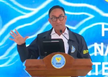 Kepala BNN Suyudi Ario Seto dalam puncak peringatan HANI 2026 di Balai Besar Rehabilitasi BNN Lido, Bogor. (Posnews/BNN)