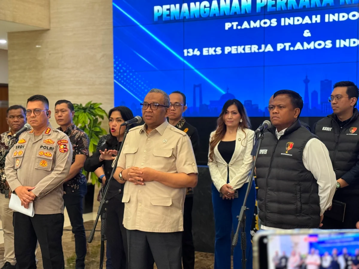 Mediasi Desk Ketenagakerjaan Polri dan Kemnaker menyelesaikan sengketa PHK 134 pekerja PT Amos Indonesia. (Posnews/Bareskrim Polri)