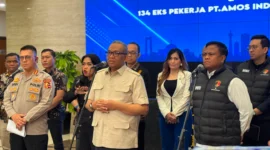 Mediasi Desk Ketenagakerjaan Polri dan Kemnaker menyelesaikan sengketa PHK 134 pekerja PT Amos Indonesia. (Posnews/Bareskrim Polri)