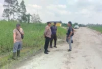 Petugas mengecek lokasi penemuan jasad karyawan sawit yang diduga diterkam harimau Sumatra di kawasan hutan Kabupaten Pelalawan, Riau. (Posnews/Polsubsektor Pelalawan)
