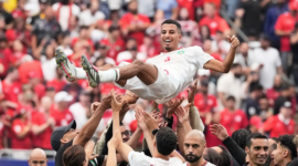 Singa Atlas cetak sejarah. Maroko melaju ke perempat final Piala Dunia 2026 usai membungkam Kanada lewat aksi gemilang Azzedine Ounahi. Dok: Istimewa.