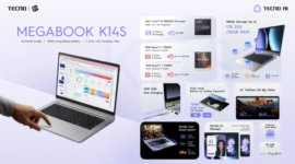 Solusi komputasi serbabisa. TECNO merilis laptop MEGABOOK K14S di Indonesia yang menawarkan performa hingga Intel Core i9 serta sembilan port fisik lengkap. Dok: Istimewa.