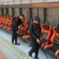 Personel Brimob Polda Metro Jaya melakukan sterilisasi Jakarta International Stadium jelang laga Persija vs Brisbane Roar. (Posnews/Humas PMJ)