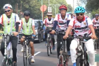 Gowes Kemerdekaan peserta bersepeda dari Kota Tua menuju Tugu Proklamasi Jakarta. (Posnews/Ist)