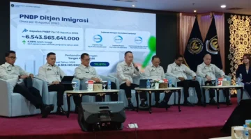Direktur Jenderal Imigrasi Hendarsam Marantoko saat menyampaikan data penindakan terhadap WNA di Indonesia. (Posnews/KemenImipas)