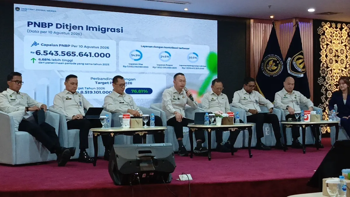 Direktur Jenderal Imigrasi Hendarsam Marantoko saat menyampaikan data penindakan terhadap WNA di Indonesia. (Posnews/KemenImipas)