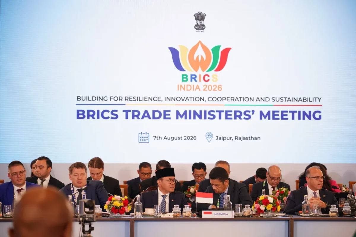 Menteri Perdagangan RI Budi Santoso berbicara di forum BRICS di Jaipur, India.

