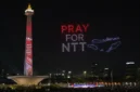 Pertunjukan Malam Merdeka HUT ke-81 RI di kawasan Monas dan Bundaran HI Jakarta dengan pesan Pray for NTT.
