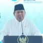Presiden Prabowo Subianto menyampaikan pesan kesejahteraan rakyat saat penutupan Muktamar ke-35 NU di Jombang. (Posnews/HUmas NU)
