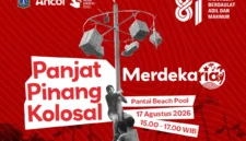 Suasana Merdekaria 2026 di Ancol dengan konser dan panjat pinang kolosal HUT ke-81 RI. (Posnews/Ancol)