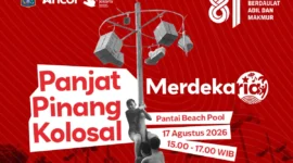 Suasana Merdekaria 2026 di Ancol dengan konser dan panjat pinang kolosal HUT ke-81 RI. (Posnews/Ancol)
