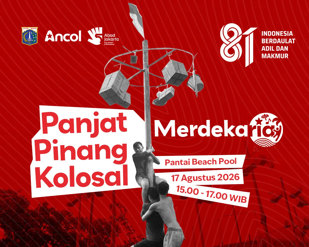 Suasana Merdekaria 2026 di Ancol dengan konser dan panjat pinang kolosal HUT ke-81 RI. (Posnews/Ancol)