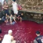 Viral, Air Kolam di Gunung Sindur Mendadak Merah, Polisi Cek Lokasi. (Posnews/Ist)
