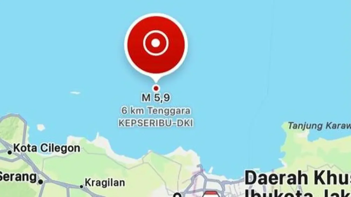 Gempa M5,9 mengguncang Kepulauan Seribu DKI Jakarta pada Sabtu 12 September 2026. (Posnews/BMKG)

