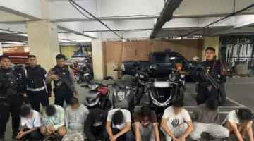 Polisi mengamankan sembilan pemuda dalam patroli gabungan di Cibubur Jakarta Timur. (Posnews/Ist)