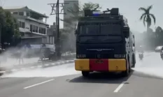 Abu Anak Krakatau Sampai Bogor, Water Cannon Semprot Jalan Utama