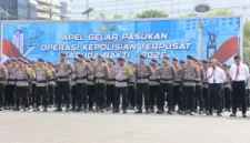 Polri menggelar apel pasukan Operasi Garuda Bhakti untuk mengamankan FIFA ASEAN Cup 2026 di Jakarta dan Bandung. (Posnews/Humas Polri)
