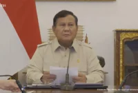 Presiden Prabowo Subianto memimpin rapat terbatas penanganan bencana secara virtual dari Istana Merdeka. (Posnews/Ist)