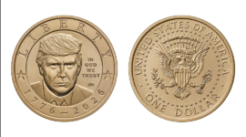 U.S. Mint resmi jual koin satu dolar bergambar wajah Trump untuk rayakan 250 tahun kemerdekaan AS, picu kritik soal aturan federal. Dok: Istimewa.
