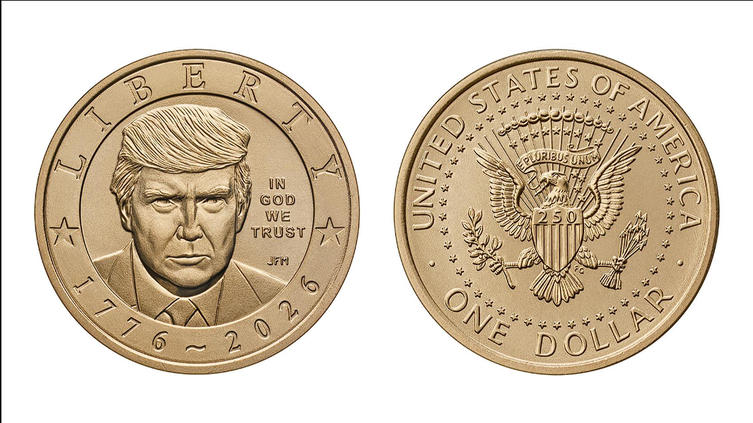 U.S. Mint resmi jual koin satu dolar bergambar wajah Trump untuk rayakan 250 tahun kemerdekaan AS, picu kritik soal aturan federal. Dok: Istimewa.
