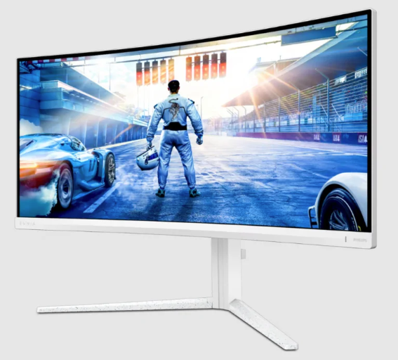 Philips meluncurkan monitor gaming ultrawide Evnia 34M2C5601QA 34 inci 200Hz. Monitor ini mengusung KVM switch, USB-C 90W, dan AI Ambiglow seharga £299.99. Dok: Istimewa.