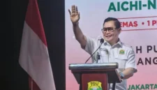 Fadil Imran bersama tim bulu tangkis Indonesia dalam syukuran Asian Games 2026 di Pelatnas PBSI Cipayung.