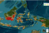 Pemantauan titik panas karhutla melalui SiPongi Kementerian Kehutanan di enam provinsi prioritas pada 23 Oktober 2026.

