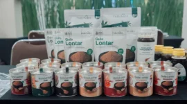 Produk gula lontar organik Tarunira dari Karangasem, Bali, yang diperkenalkan pada Trade Expo Indonesia 2026. (Posnews/Kemendag)