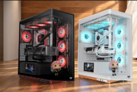 Thermaltake merilis casing PC Stage 500 TG ARGB dengan kaca melengkung dan panggung pajangan. Simak spesifikasi lengkapnya di sini. Dok: Istimewa.