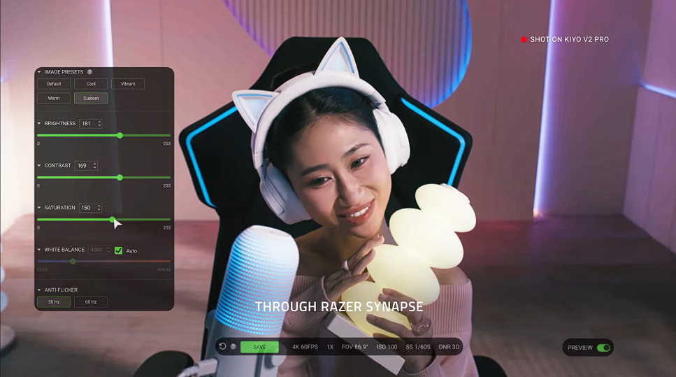 Razer merilis webcam Kiyo V2 Pro dengan sensor Sony STARVIS 2 dan perekaman 4K 60 FPS. Cek fitur AI auto framing dan harganya. Dok: Istimewa.