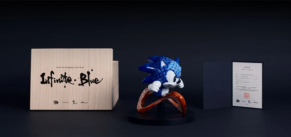 SEGA dan YOYOYO merilis patung porselen Arita Sonic Infinite Blue edisi terbatas 50 unit seharga Rp 112,5 juta untuk ulang tahun ke-35. Dok: Istimewa.