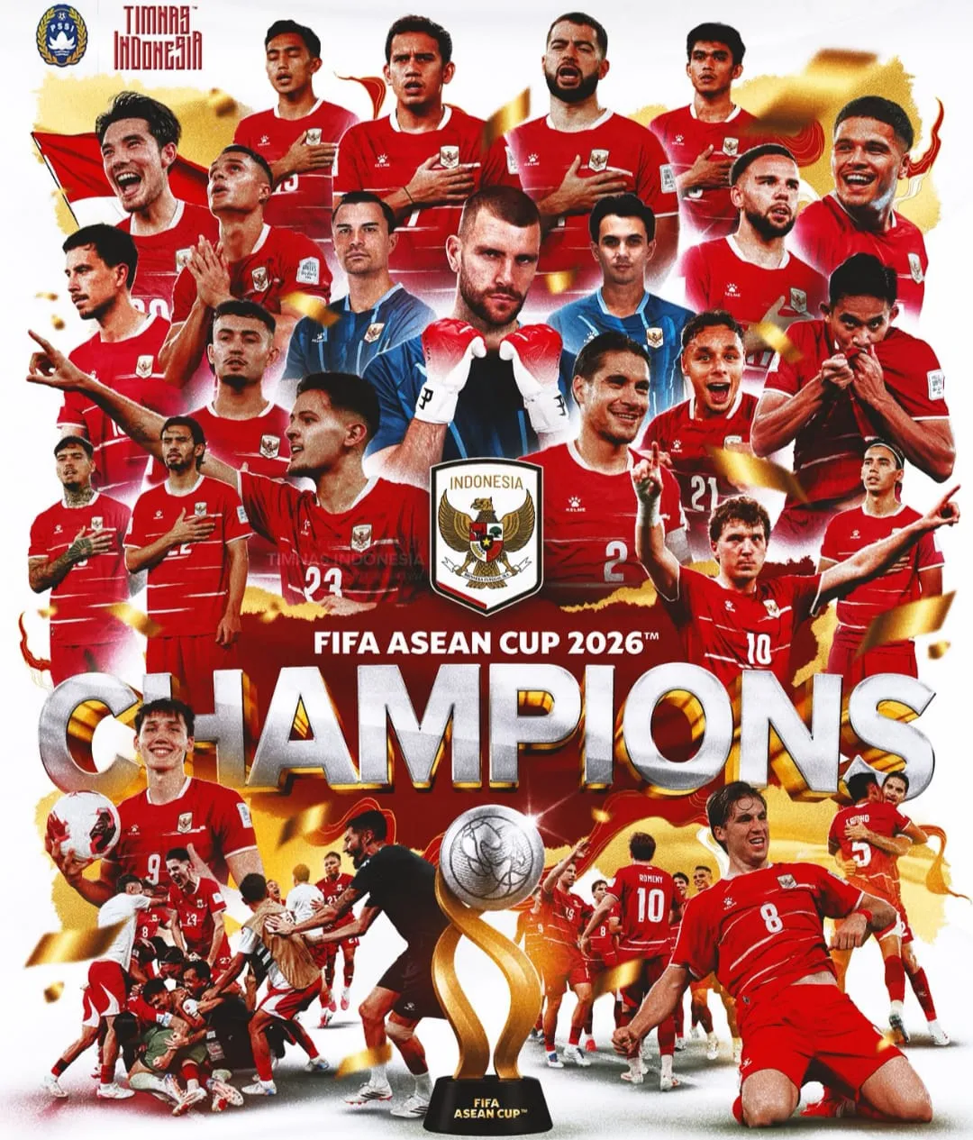 Timnas Indonesia merayakan gelar juara FIFA ASEAN Cup 2026 setelah mengalahkan Thailand lewat adu penalti
