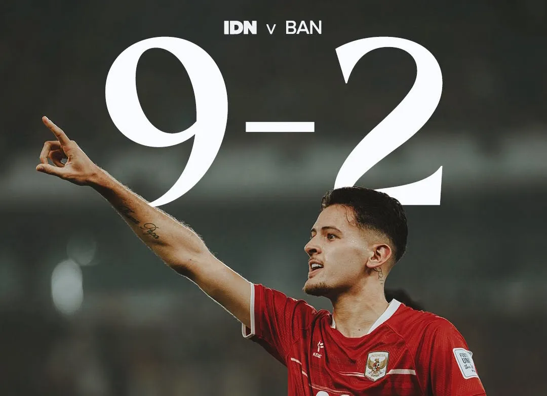 Timnas Indonesia merayakan pesta gol saat menghadapi Bangladesh di SUGBK. (Posnews/PSSI)
